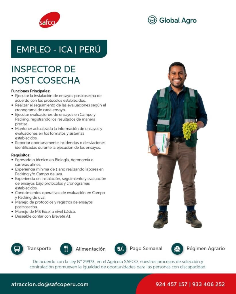 Nuevas oportunidades laborales en Agricola Safco - Imagen 3
