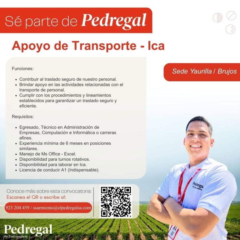 Unete a nuestro equipo de transporte en Ica