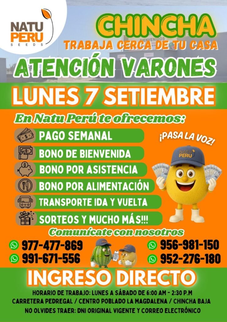 Se requiere personal vaorn en Chincha