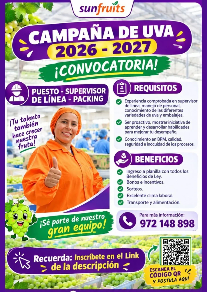 Supervisor de Línea – Packing en Ica