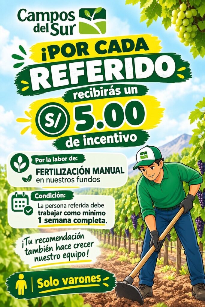 Campos del Sur — Fertilización Manual (Refiere y gana S/5)