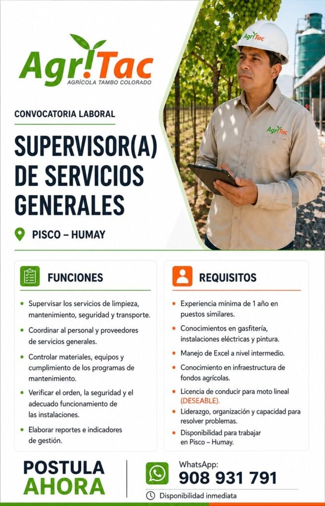 OPORTUNIDADES LABORALES – PISCO / HUMAY - Imagen 2