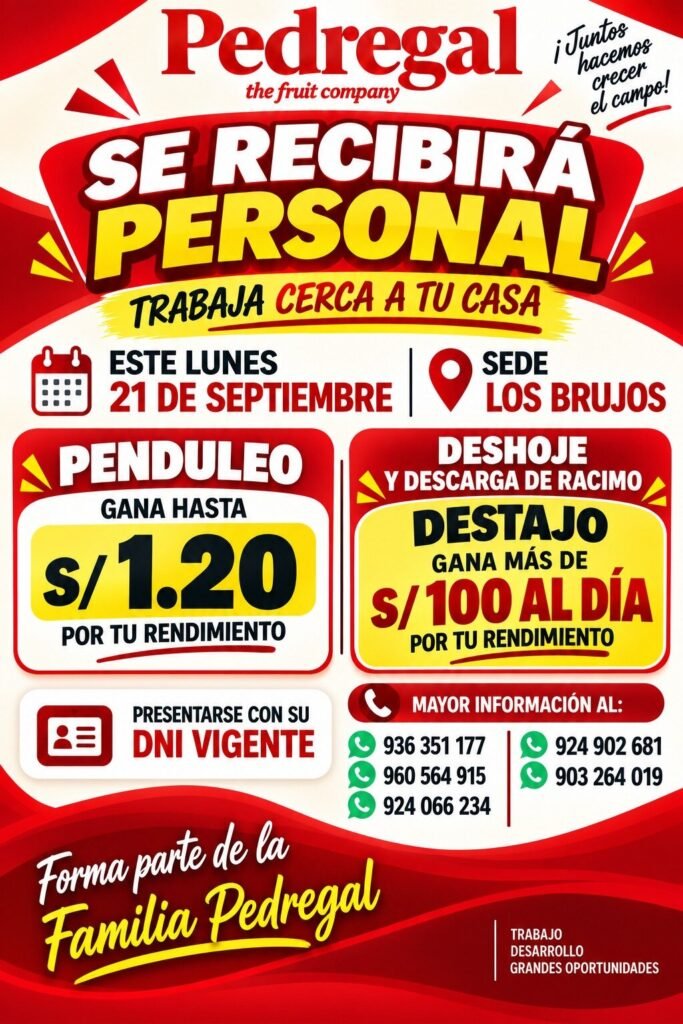 Deshoje, aclareo, penduleo y mas labores en Pedregal Ica