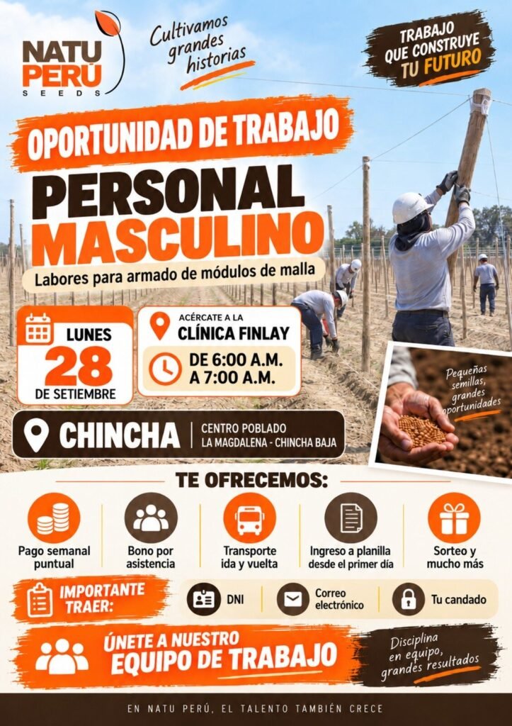 Personal masculino para labores de campo