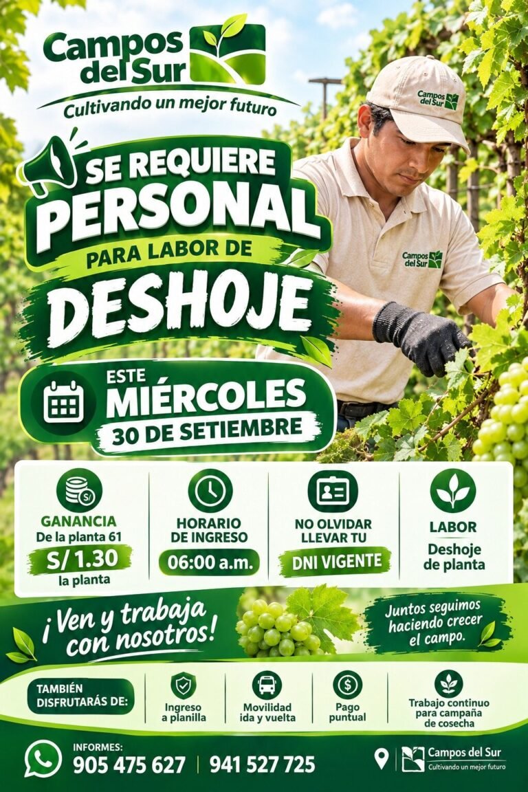 Personal para deshoje