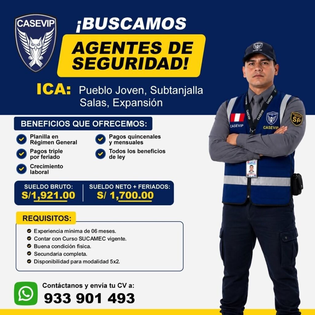 Supervisores y agentes de seguridad — Casevip (Ica) - Imagen 2