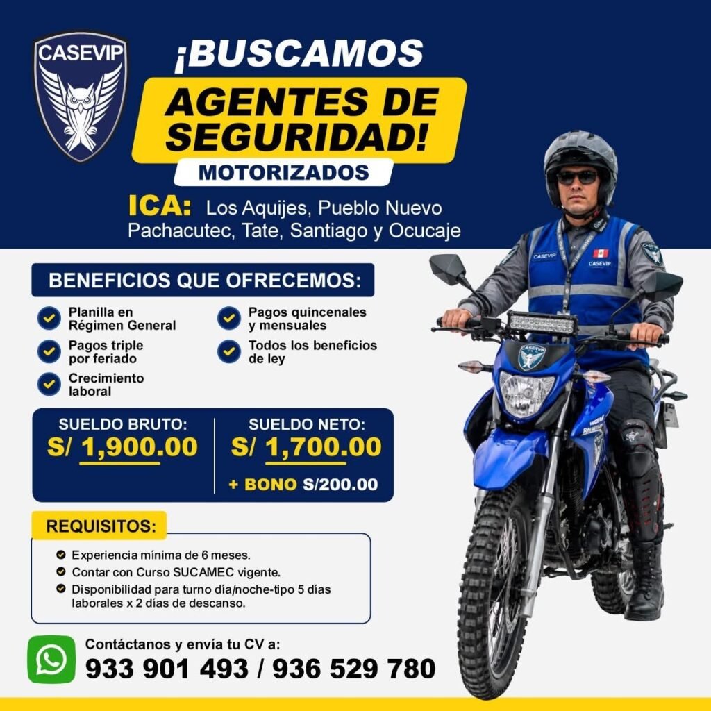 Supervisores y agentes de seguridad — Casevip (Ica) - Imagen 3