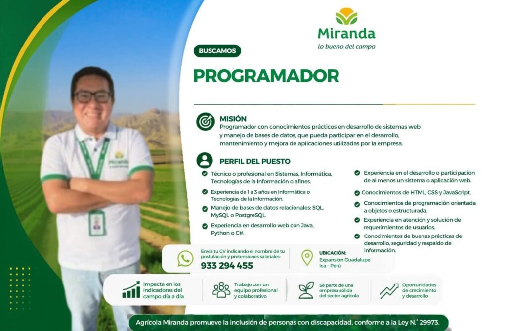 Programador — Agrícola Miranda
