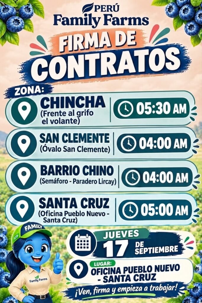 Cosecha de arándanos en Family Farms