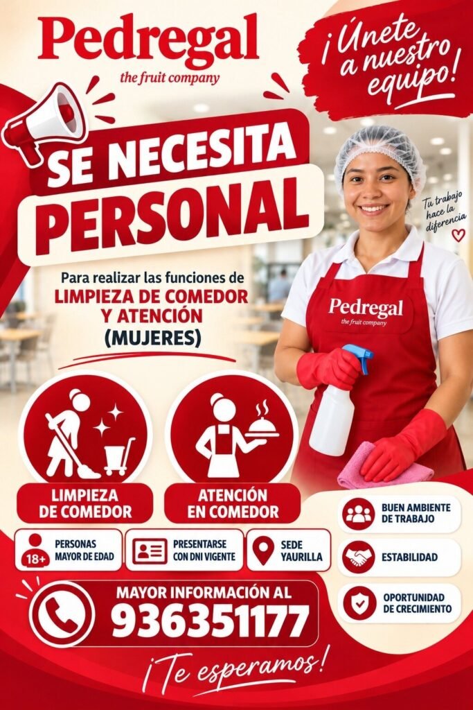 Oportunidades de trabajo en Pedregal Ica