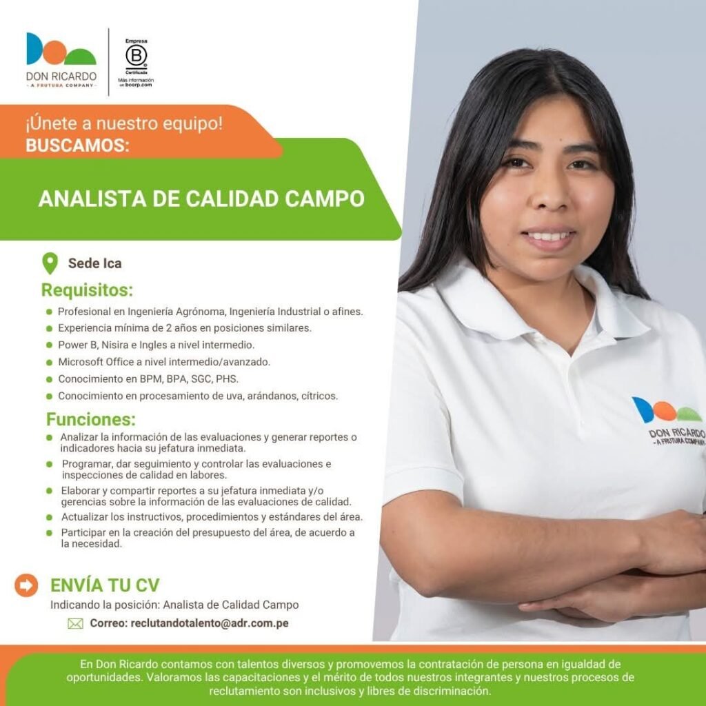 Oportunidades laborales en Agricola don Ricardo - Imagen 5
