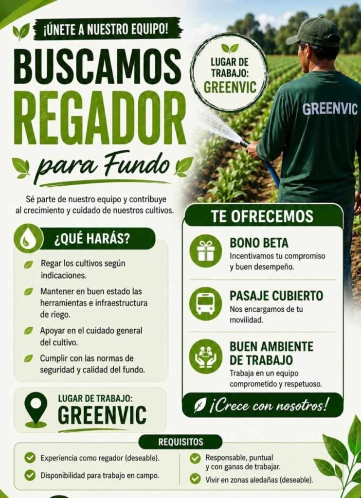 Regador para Cultivos en Greenvic, Ica