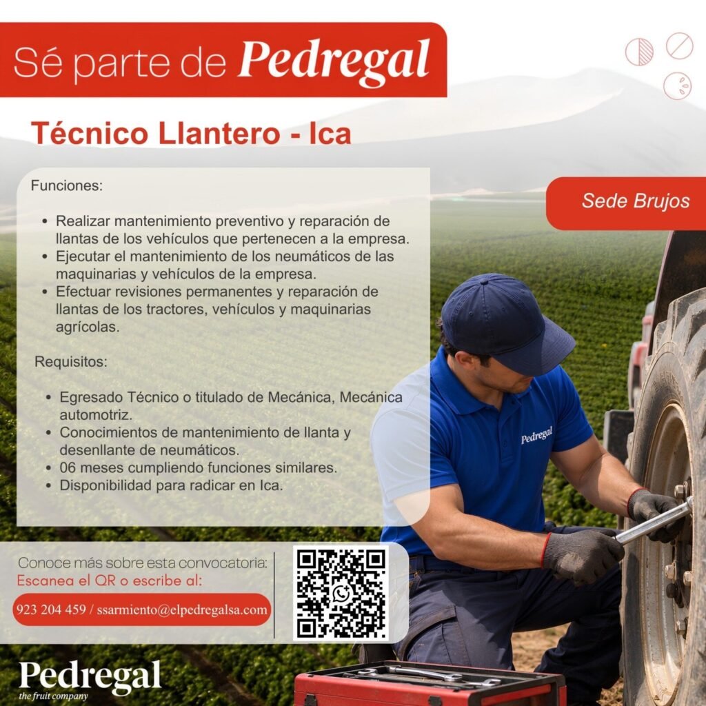 Técnico Llanttero en Pedregal para Ica - Imagen 1