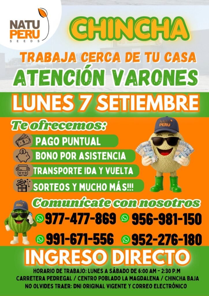 Personal para Natu Perú – CHINCHA