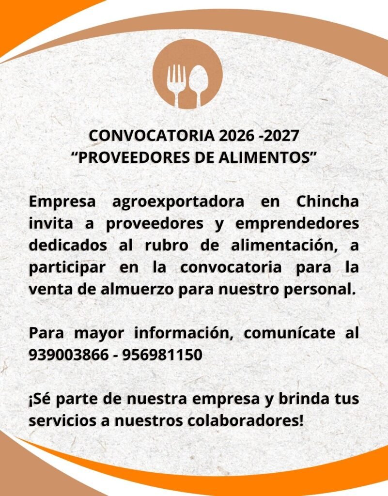 Proveedores de Alimentos para Agroexportadora en Chincha - Imagen 1