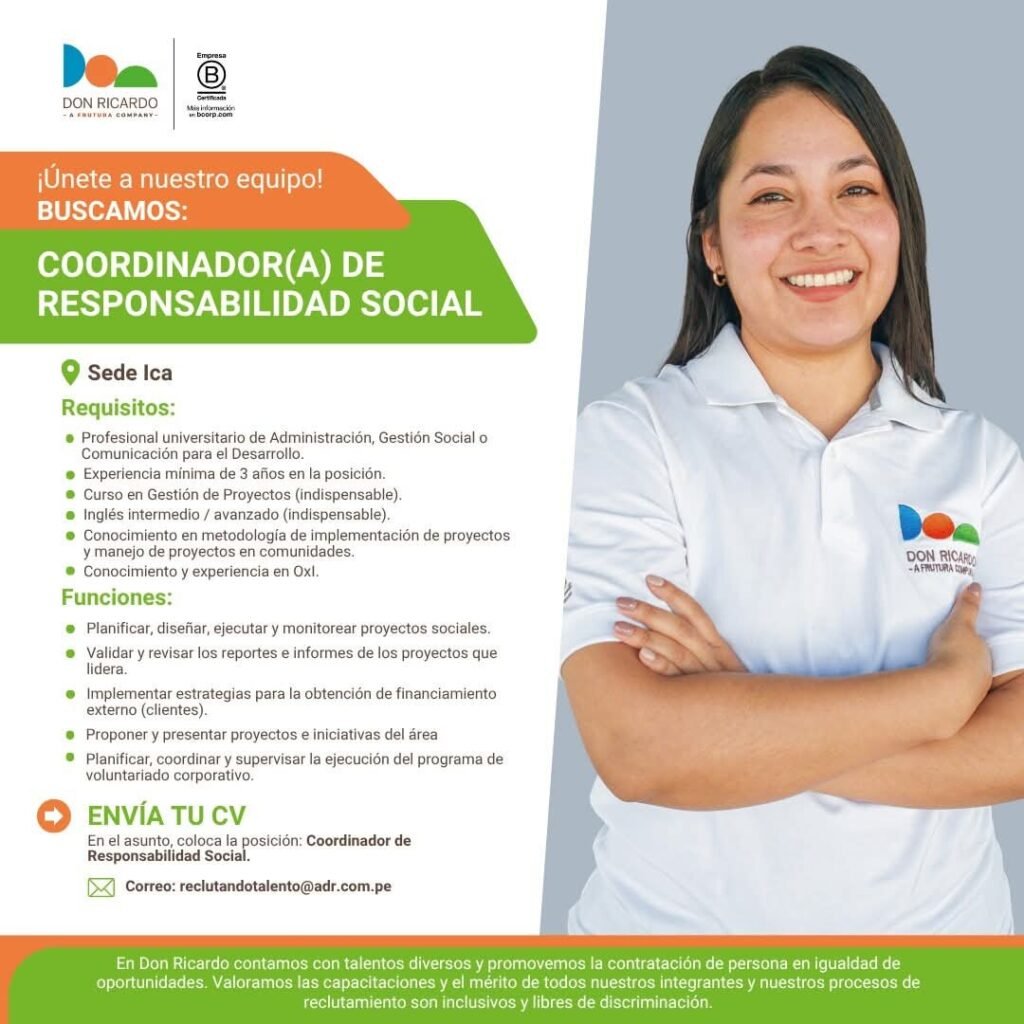 Oportunidades laborales en Agricola don Ricardo - Imagen 2