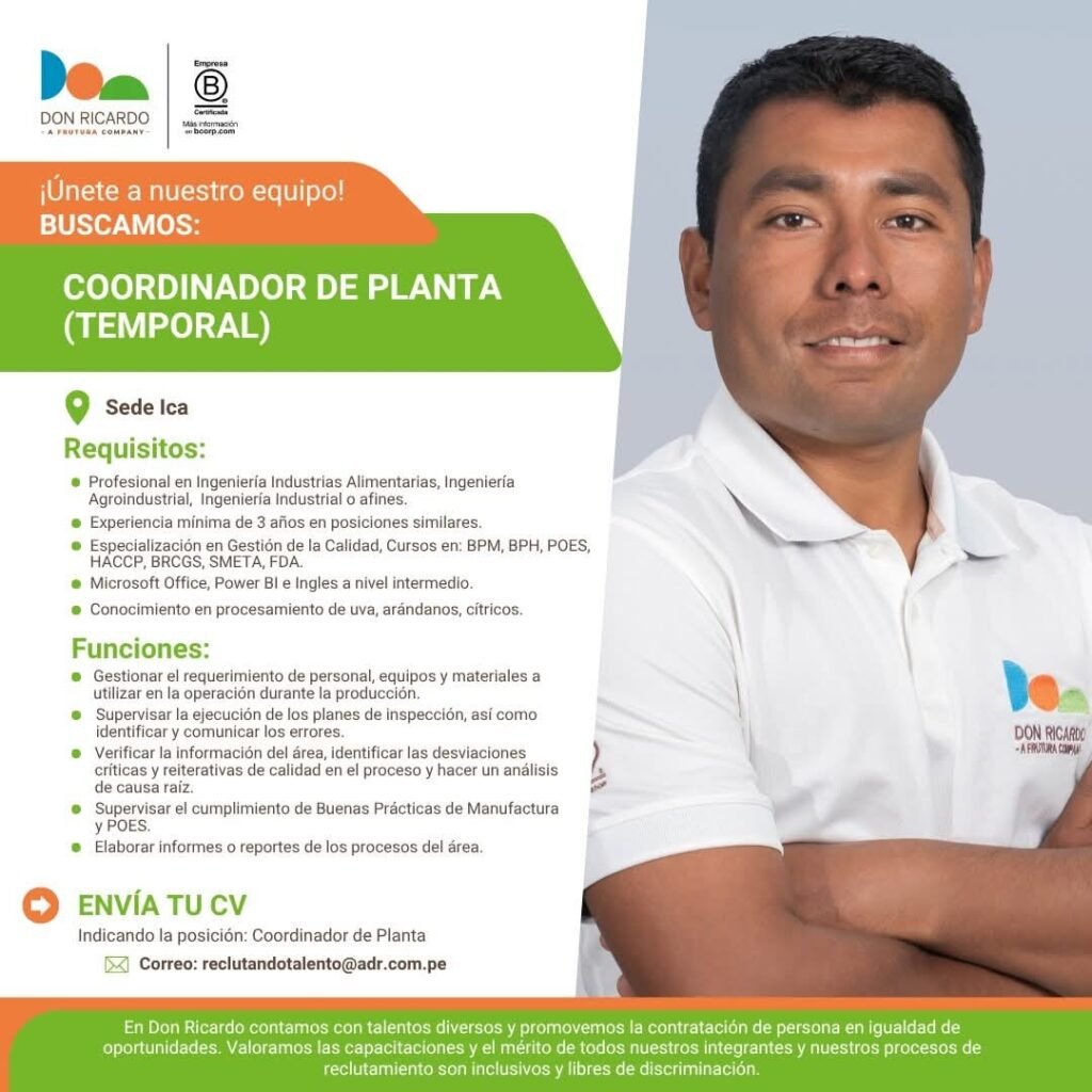 Oportunidades laborales en Agricola don Ricardo - Imagen 3