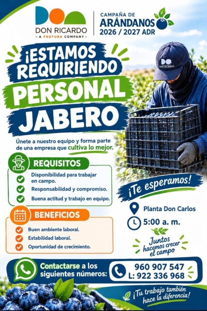Jabero para arándanos en Agricola don Ricardo