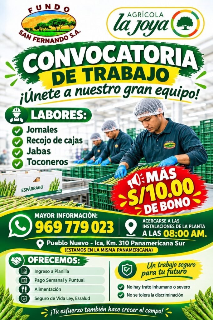 Persinal para agricola San Fernando - Imagen 2