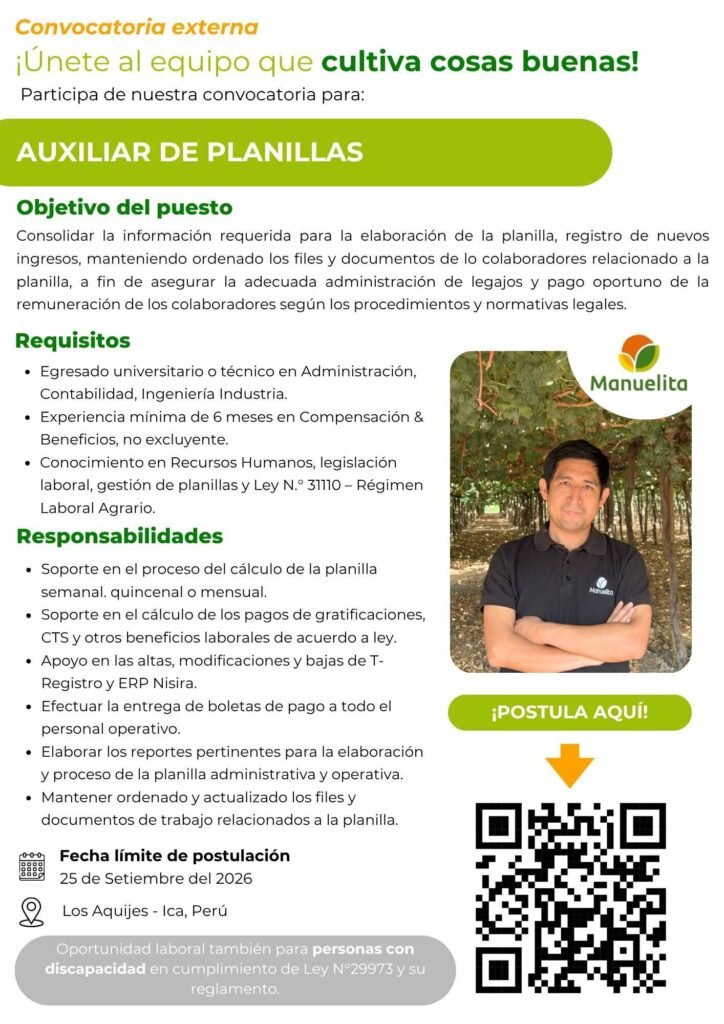 Nuevas vacantes disponibles en Manuelita Ica - Imagen 2