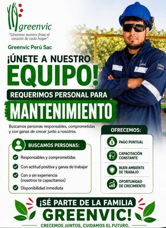 Personal para Mantenimiento en Greenvic