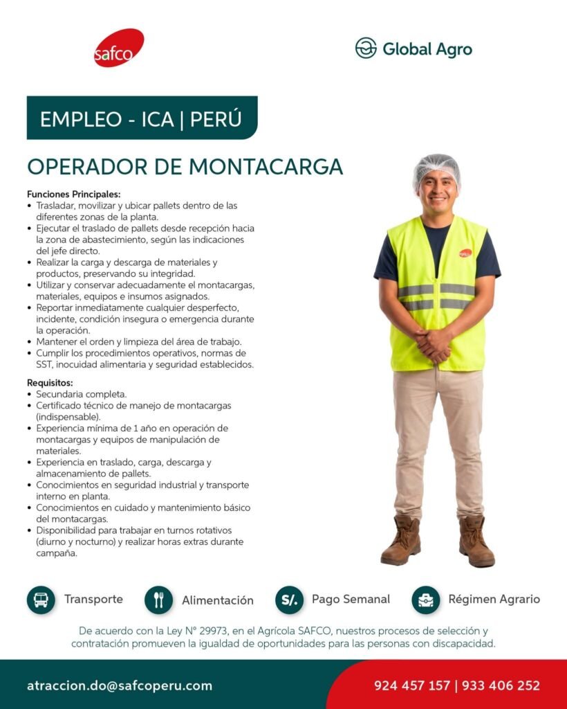 Asistente Administrativo de Trazabilidad en Ica para Agrícola SAFCO - Imagen 4