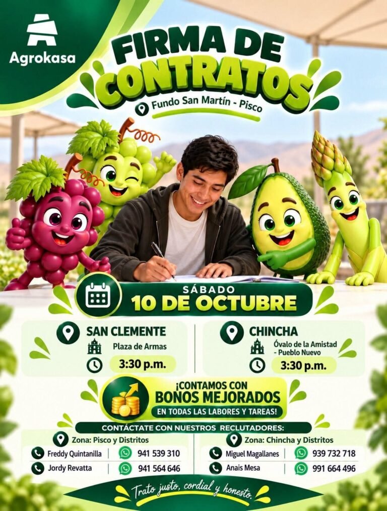 Firma de contratos en Agrokasa Pisco