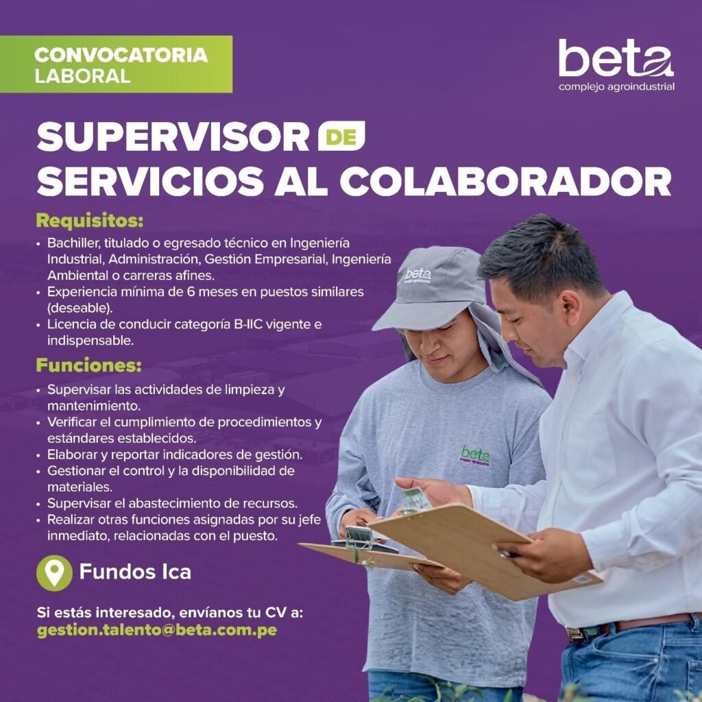 Supervisor de servicios al colaborador