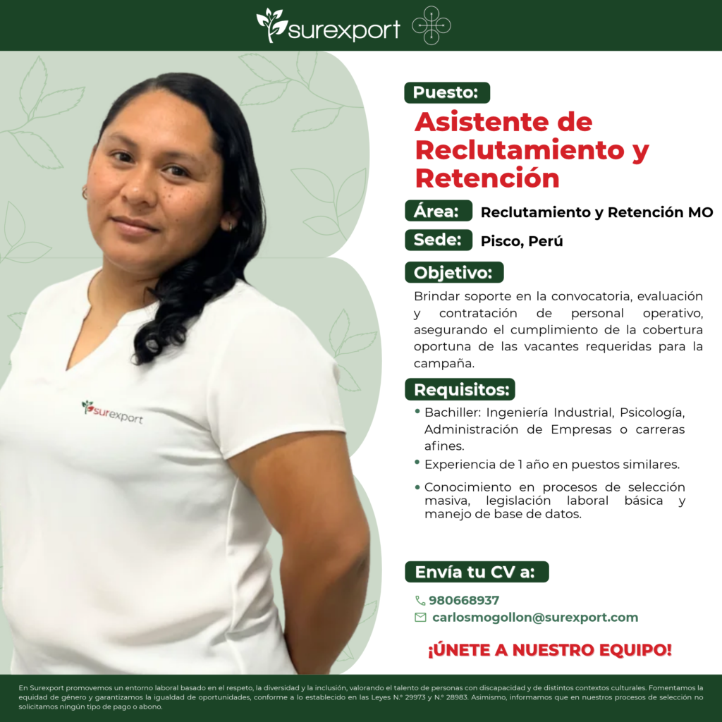ASISTENTE DE RECLUTAMIENTO Y RETENCIÓN - Imagen 1