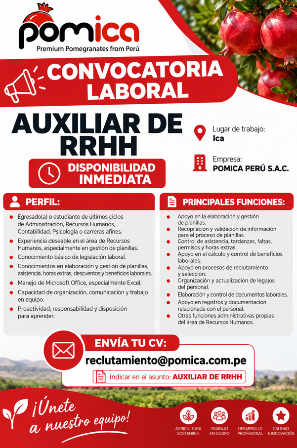 📢 CONVOCATORIA LABORAL – AUXILIAR DE RRHH - Imagen 1