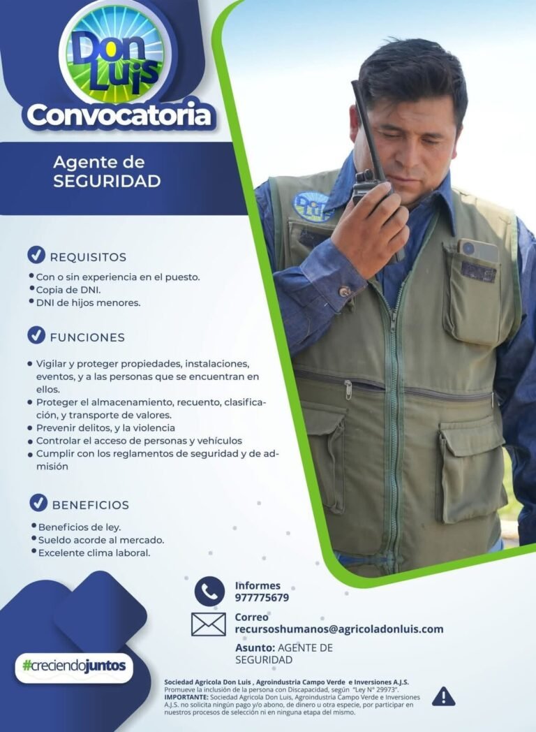 Agente de Seguridad – Sociedad Agrícola Don Luis, Campo Verde