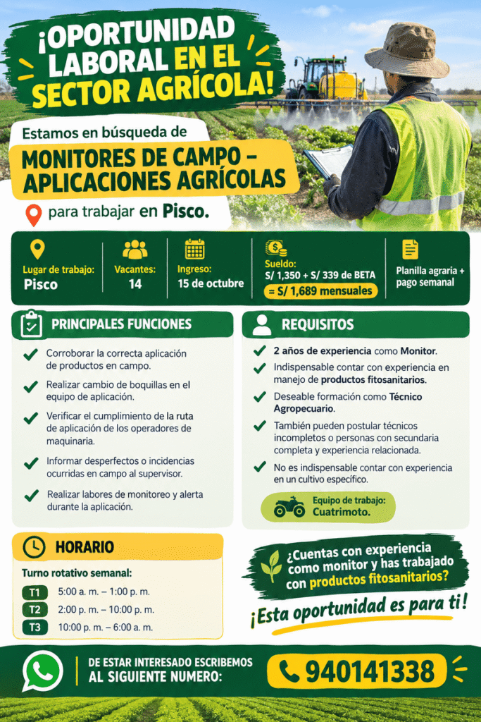 Operador de Maquinaria Agrícola - Pisco - Imagen 1