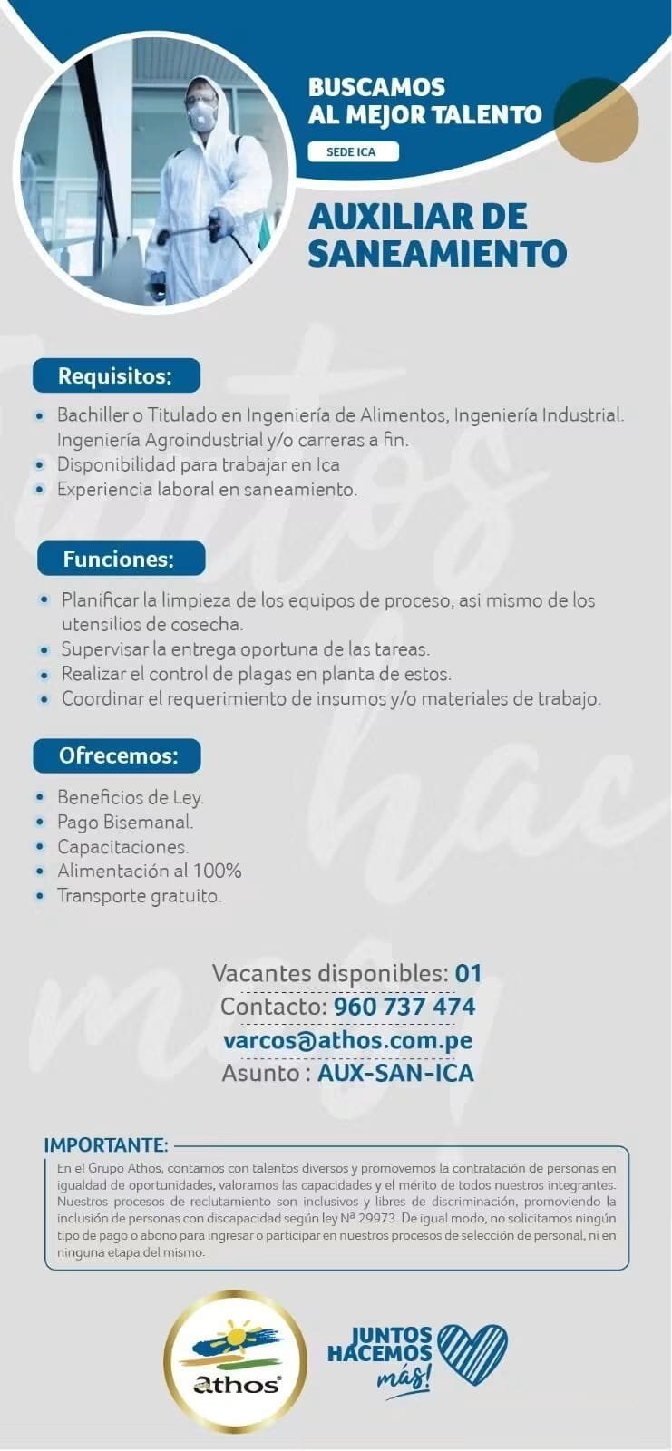 AUXILIAR DE SANEAMIENTO – PACKING