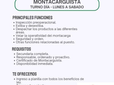 2 OPERADORES DE MONTA CARGA