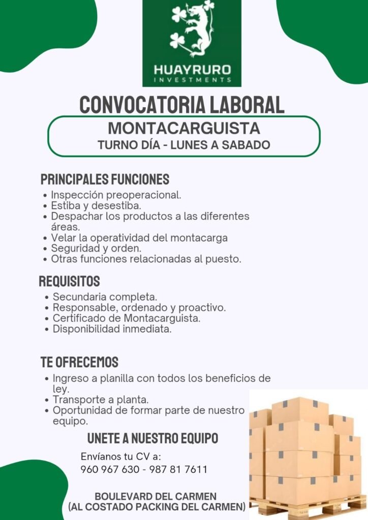 2 OPERADORES DE MONTA CARGA - Imagen 1