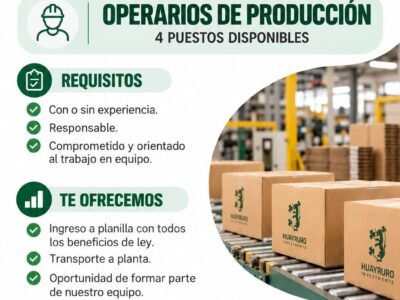 Oportunidad laboral – Operarios