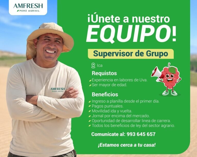 Supervisor de Grupo – Amfresh Perú Agrisil (Ica)