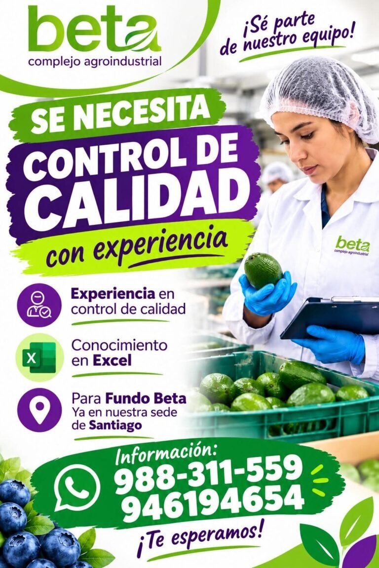 Control de Calidad con experiencia – Beta, Santiago