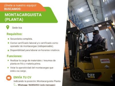 Don Ricardo busca: Montacarguista, Frigorista, Guardián, Mecánicos, Electricistas y Tractorista (Ica)