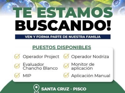 Evaluadores, Monitores y Operadores – Family Farms, Santa Cruz (Pisco)