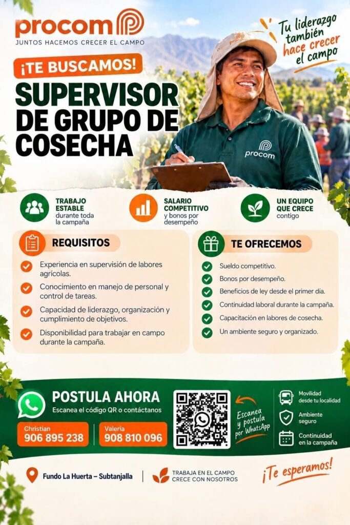 Supervisor de Grupo de Cosecha - Imagen 1