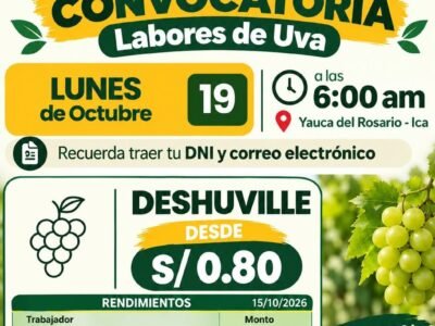 Convocatoria de Deshuvillé en Uva – La Portada AgroCalera