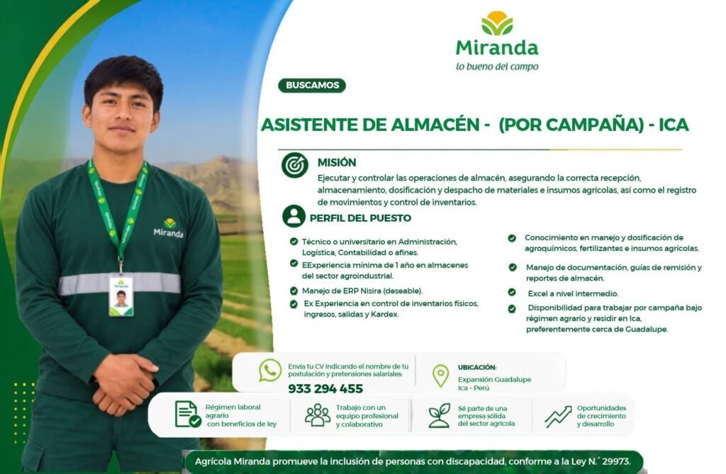 Asistente de Almacén (por campaña) - Ica - Imagen 1