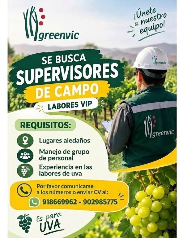 Supervisores de Campo – Labores VIP Uva (Greenvic) - Imagen 1