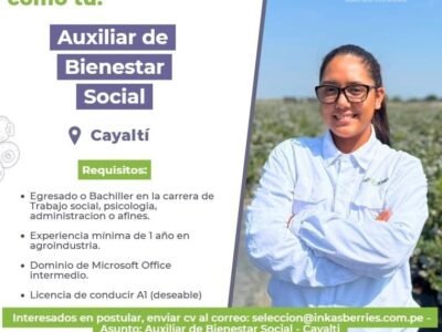 Auxiliar de Bienestar Social – Cayaltí
