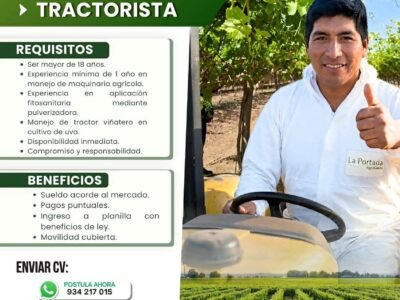 Tractorista – La Portada, Yauca del Rosario