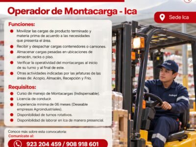 Operador de Montacarga – Pedregal – Ica