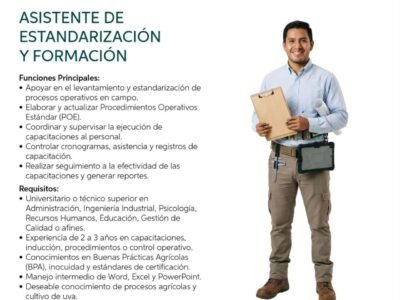 Asistente de Estandarización y Formación en Ica, Perú
