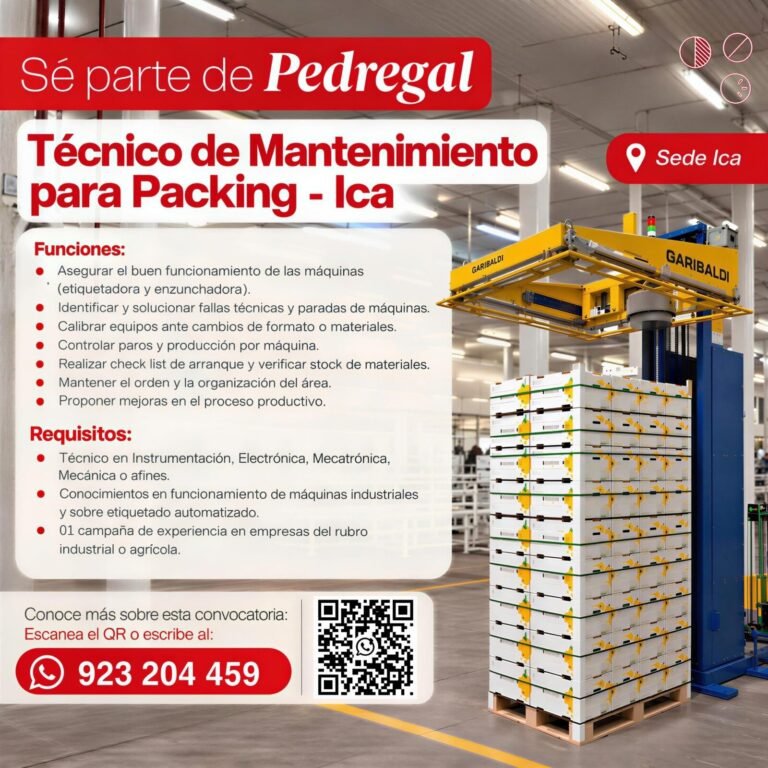 Técnico de Mantenimiento para Packing en Ica