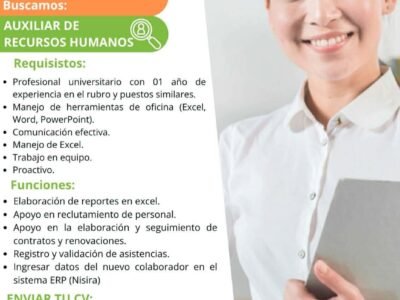 Auxiliar de recursos y más trabajos